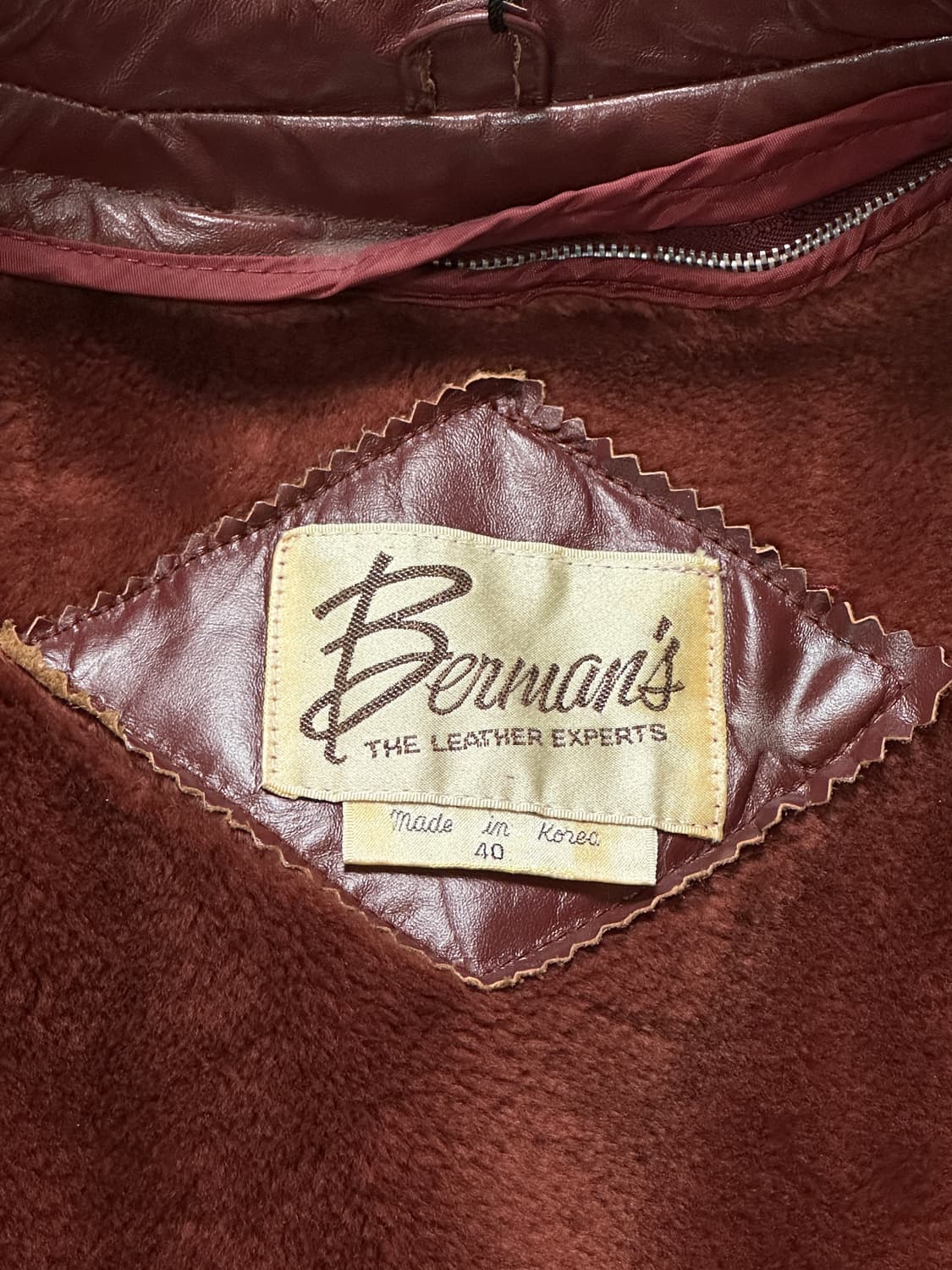 80’s 빈티지 버건디 레더 카코트 블레이저 파이트 클럽 상품이미지9