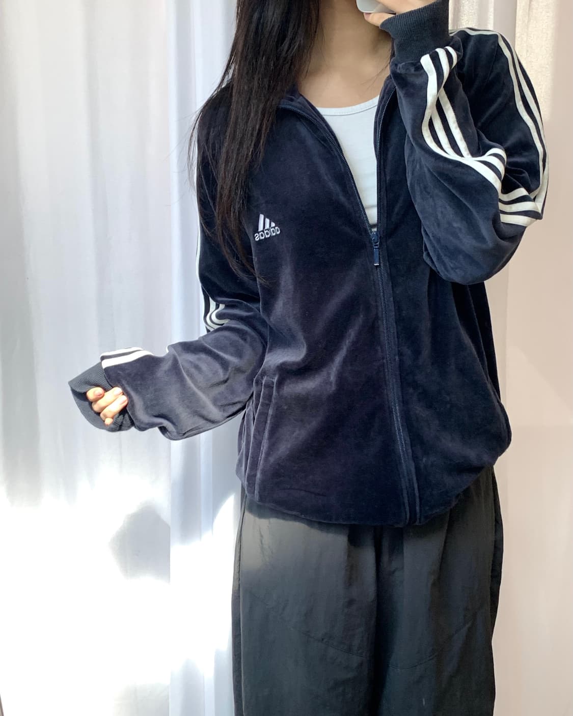Adidas 아디다스 네이비컬러 벨루어 트랙탑 상품이미지6