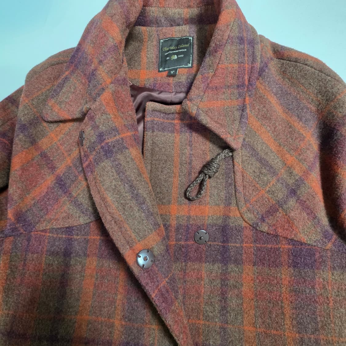 1610 Thursday Island 써스데이아일랜드 울 체크 하프코트 상품이미지4