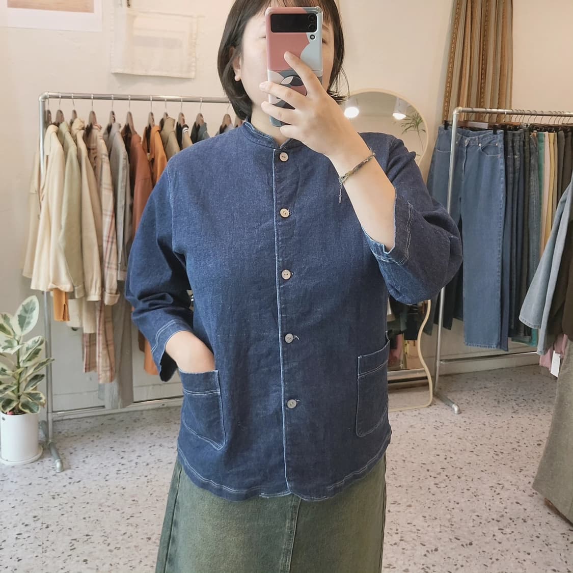 하이넥카라 진청 자켓 상품이미지8