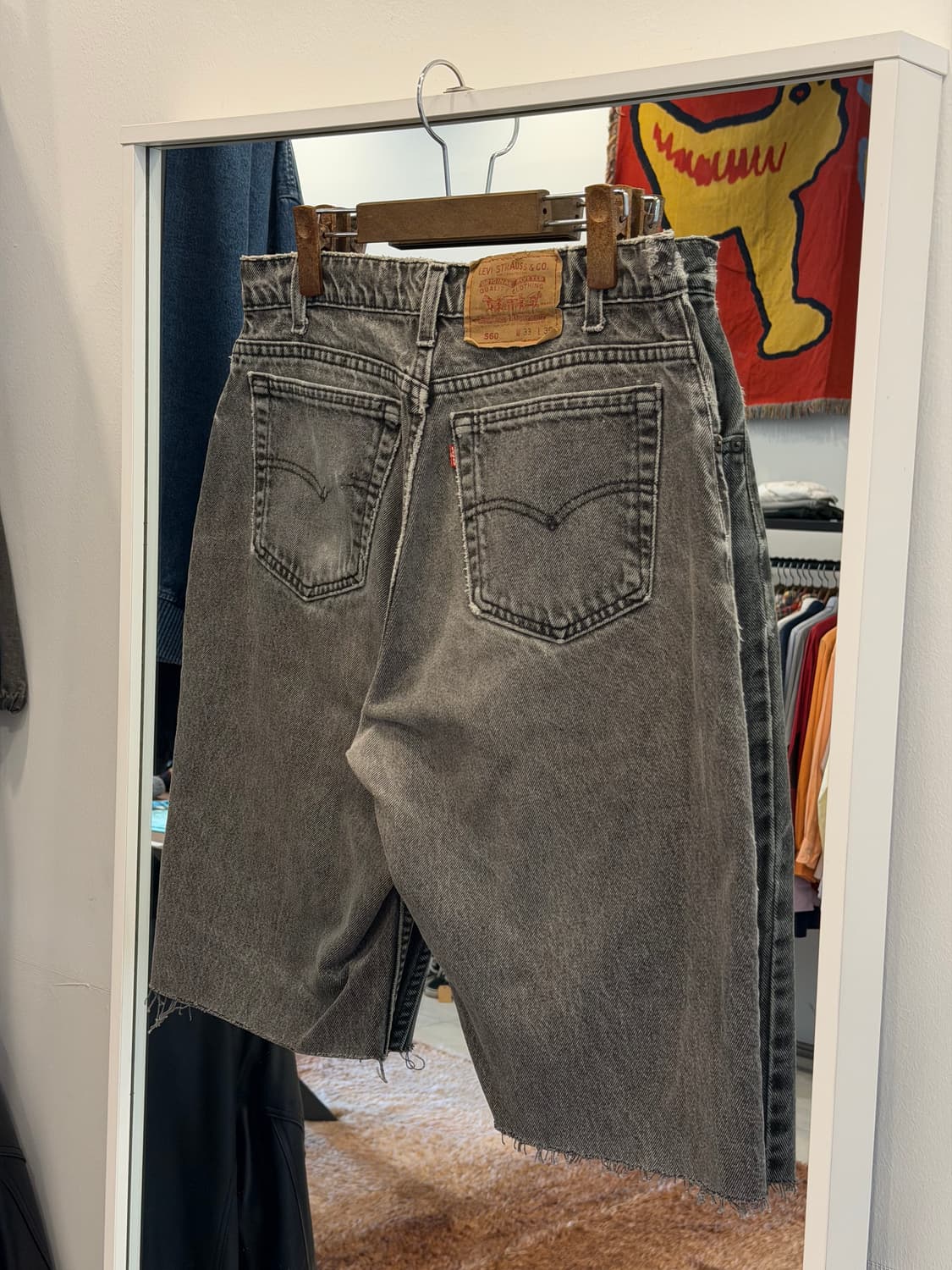 90s Levis 리바이스 560 흑청 컷오프 데님 쇼츠 (USA)) 상품이미지5