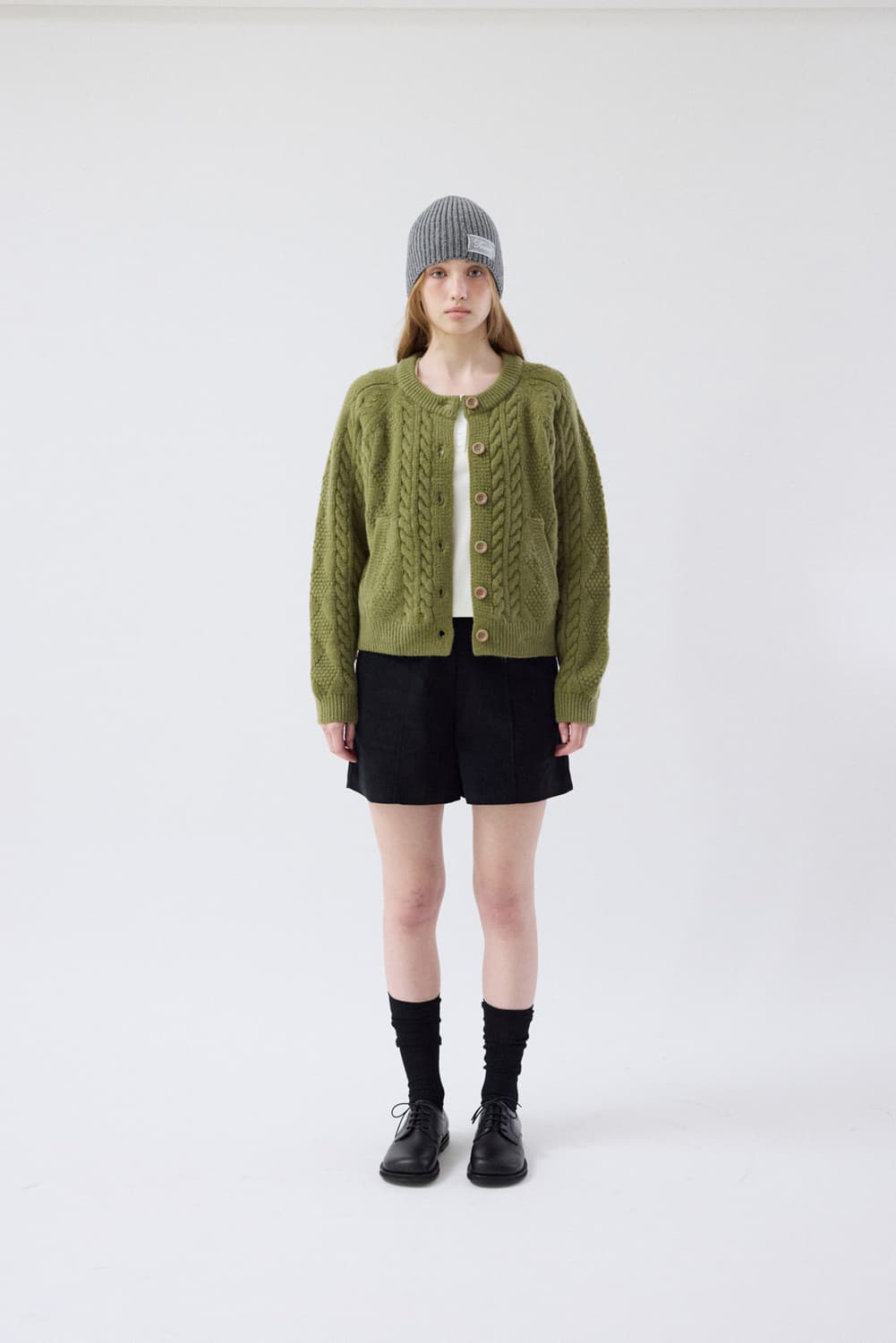 토아베 toave 꽈배기 가디건 올리브 상품이미지3