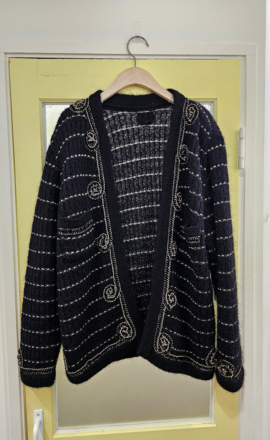 샤st 블랙골드 울 가디건 상품이미지2