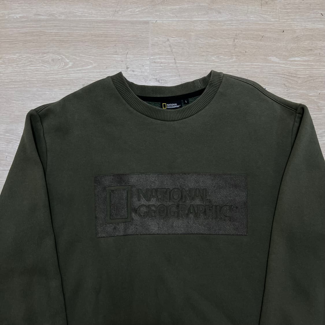 내셔널지오그래픽 빅로고 기모 맨투맨 크루넥 티셔츠 [카키] L/100 상품이미지2