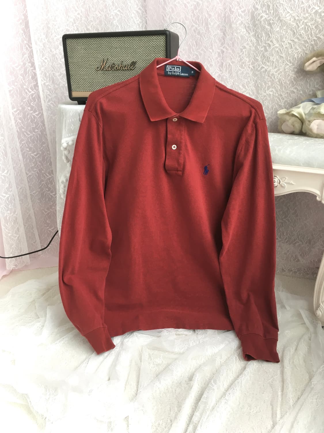 Polo deep red long sleeve 상품이미지3