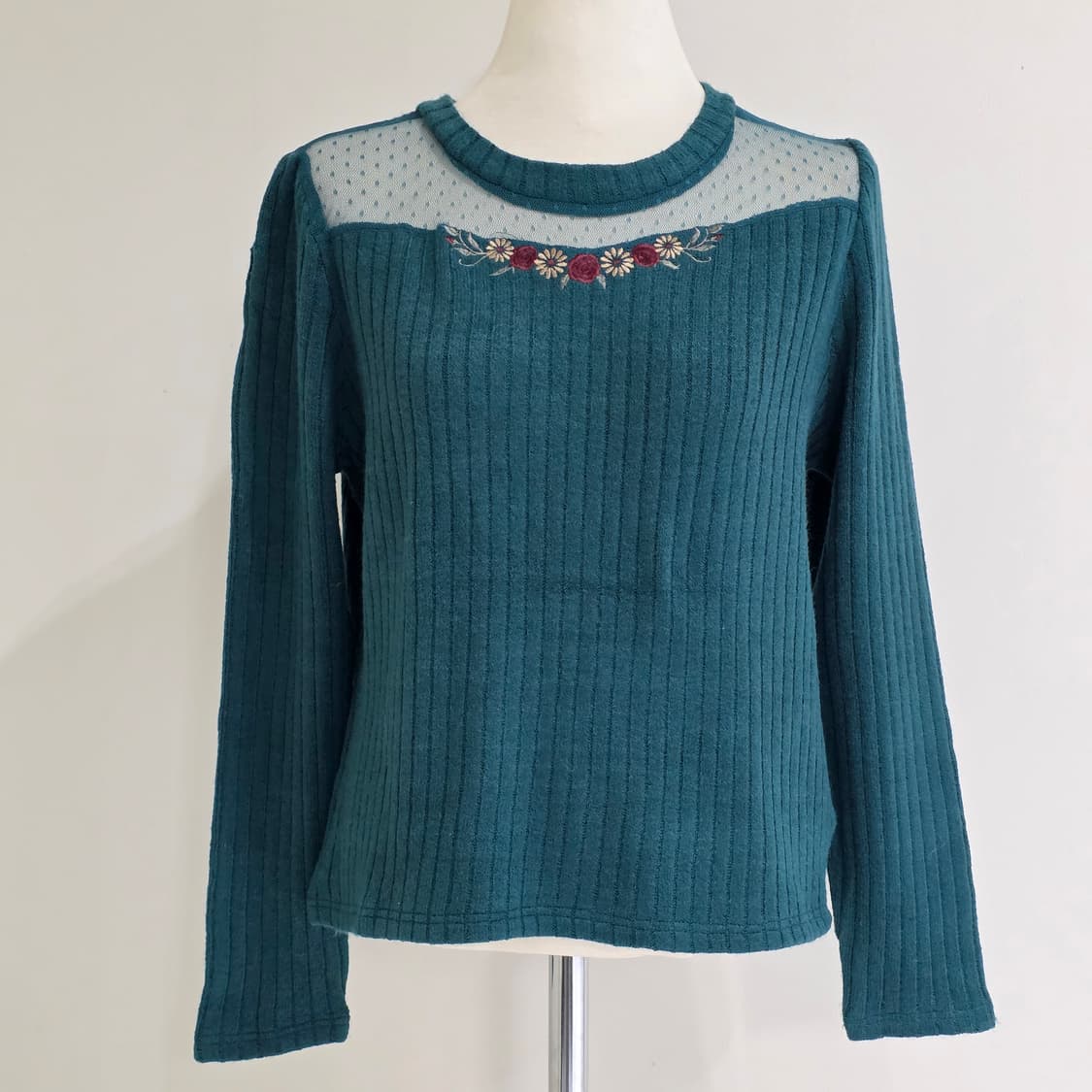 그린 모리걸 로즈 골지니트블라우스 상품이미지4