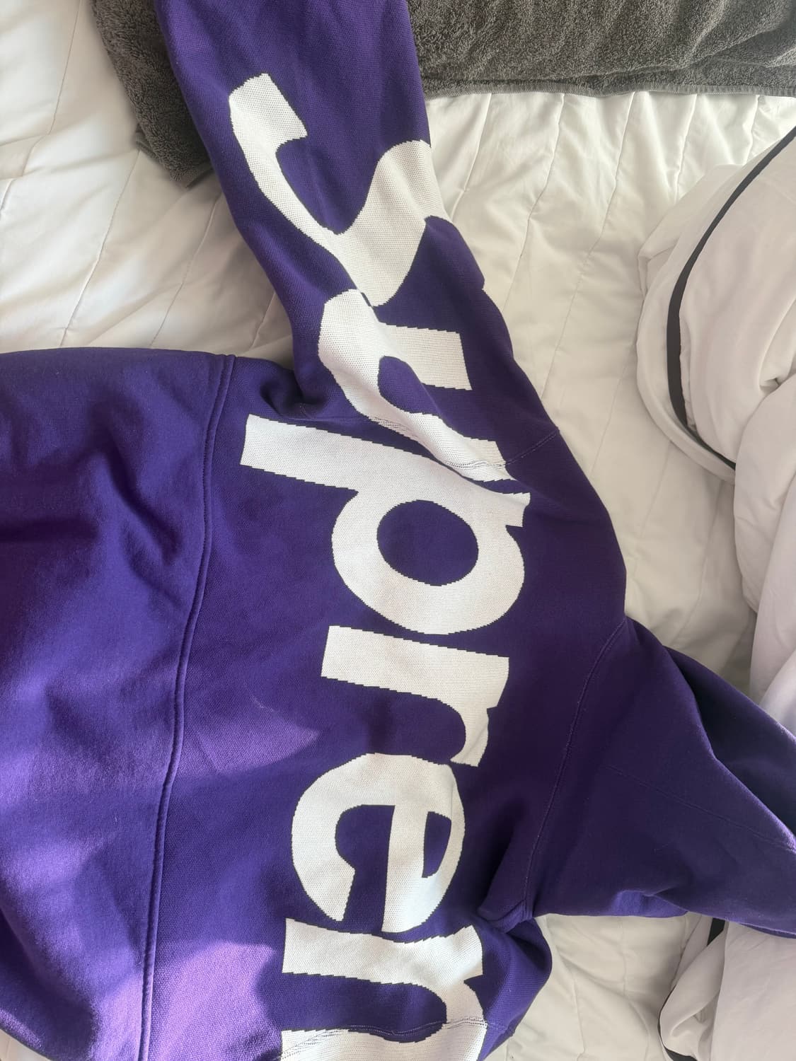 슈프림 빅 로고 자카드 후드 스웨트셔츠 퍼플 상품이미지1