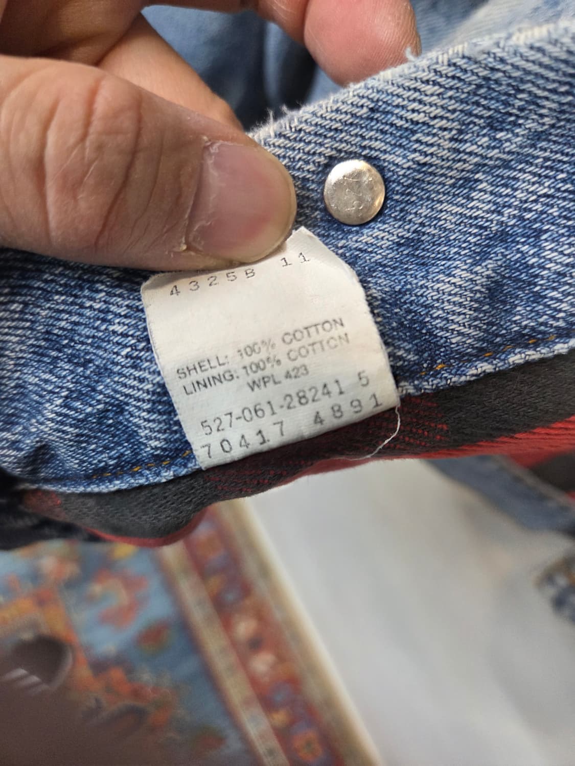 리바이스 빈티지 90s 블랭킷 버팔로 체크 데님자켓 xl 상품이미지5