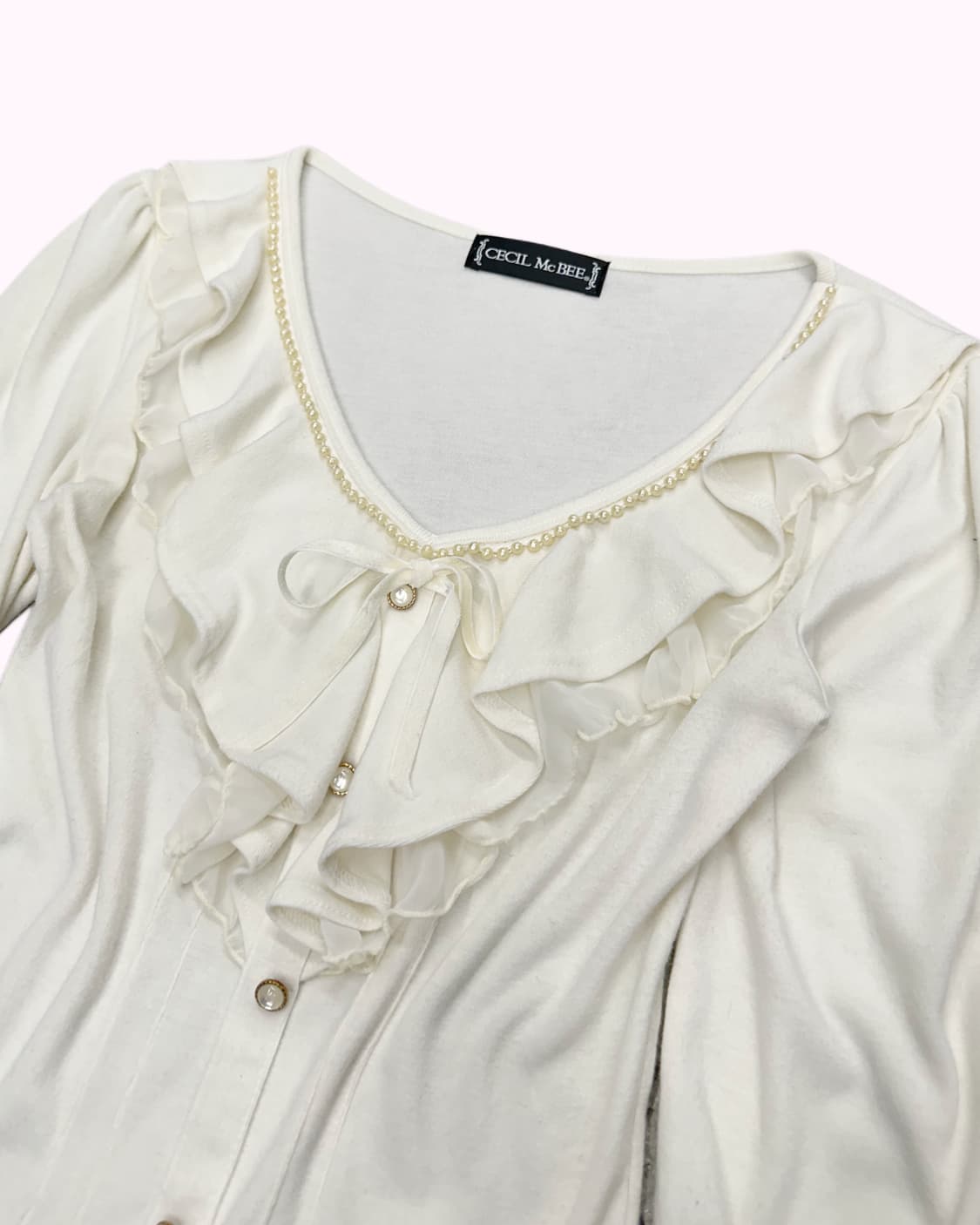 ivory ruffle ribbon blouse 상품이미지2