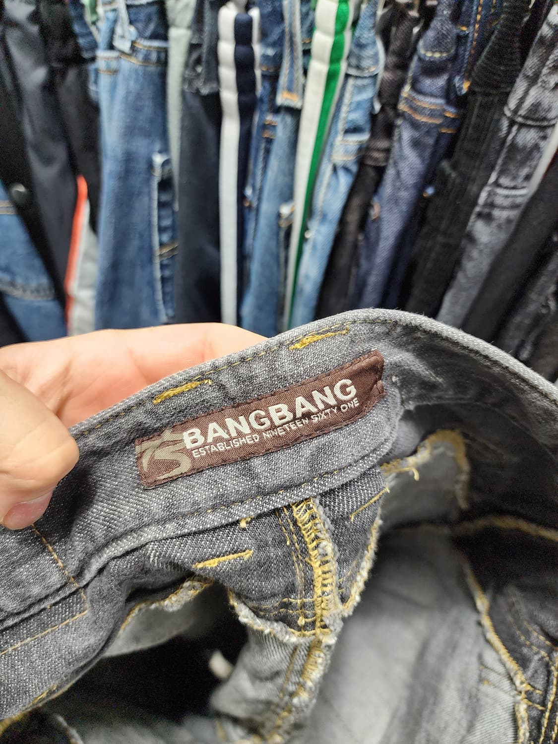 뱅뱅 y2k 와이드 카고바지 흑청 데님 상품이미지7