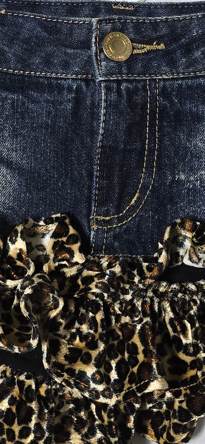 Japaness Vintage 헤더 그레이 데님 호피 스커트 상품이미지4