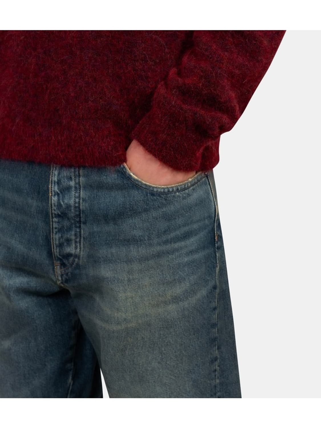 선플라워 와이드 트위스트 블루 데님 팬츠 상품이미지4