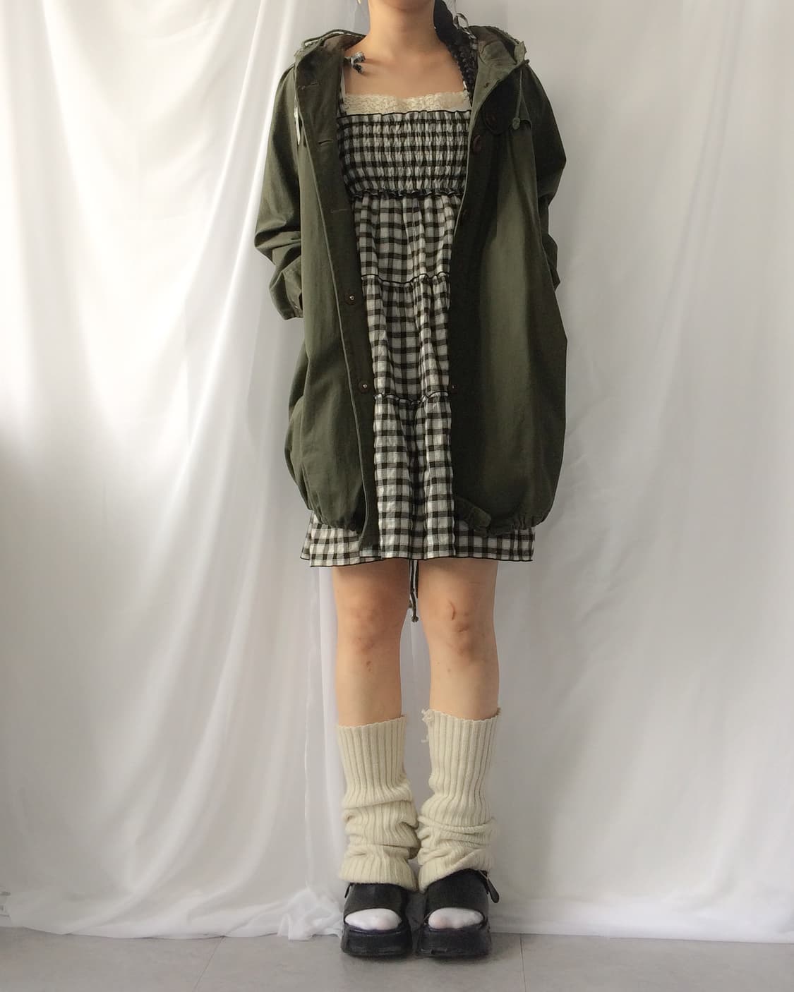 Check pattern layer sleeveless one piece 상품이미지6