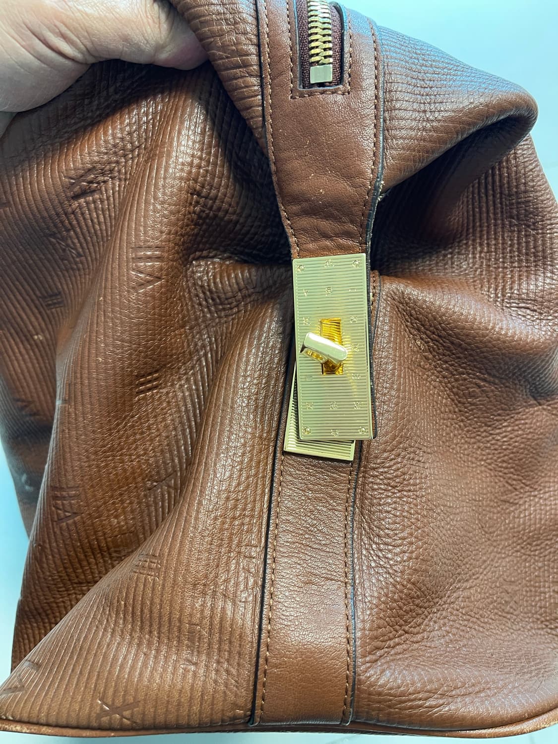 타임(TIME)소가죽 레더 보스턴백 브라운 상품이미지2