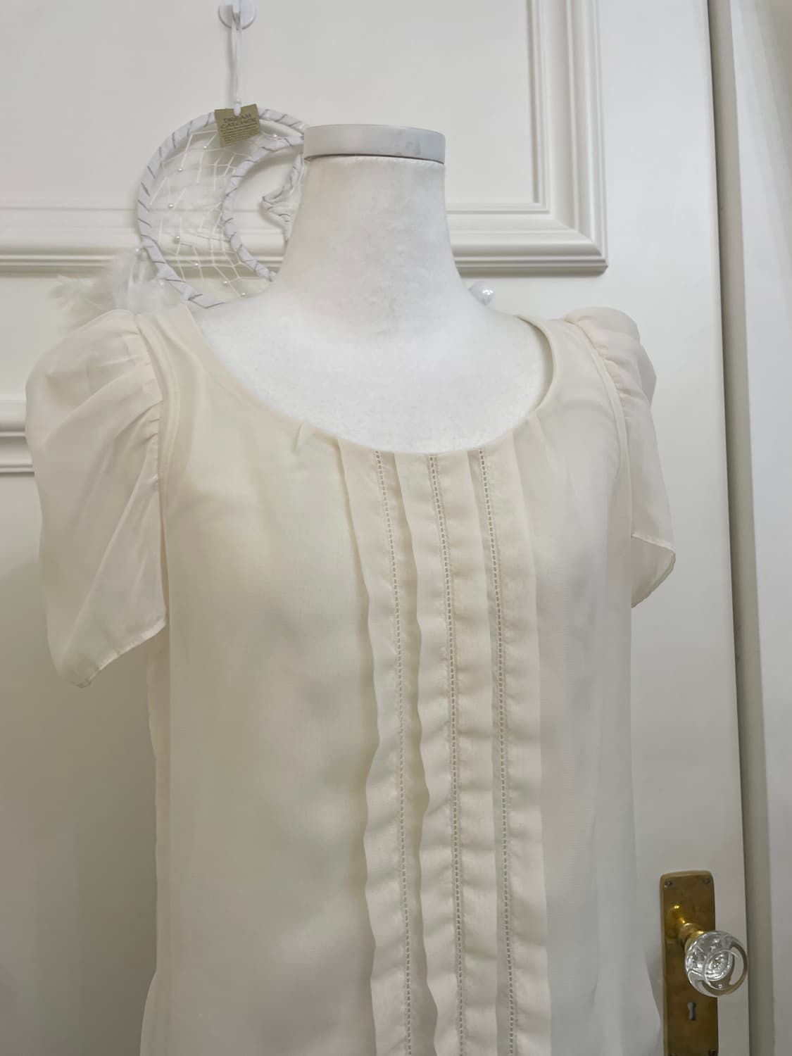 ivory pleats point puff sleeve blouse 상품이미지6