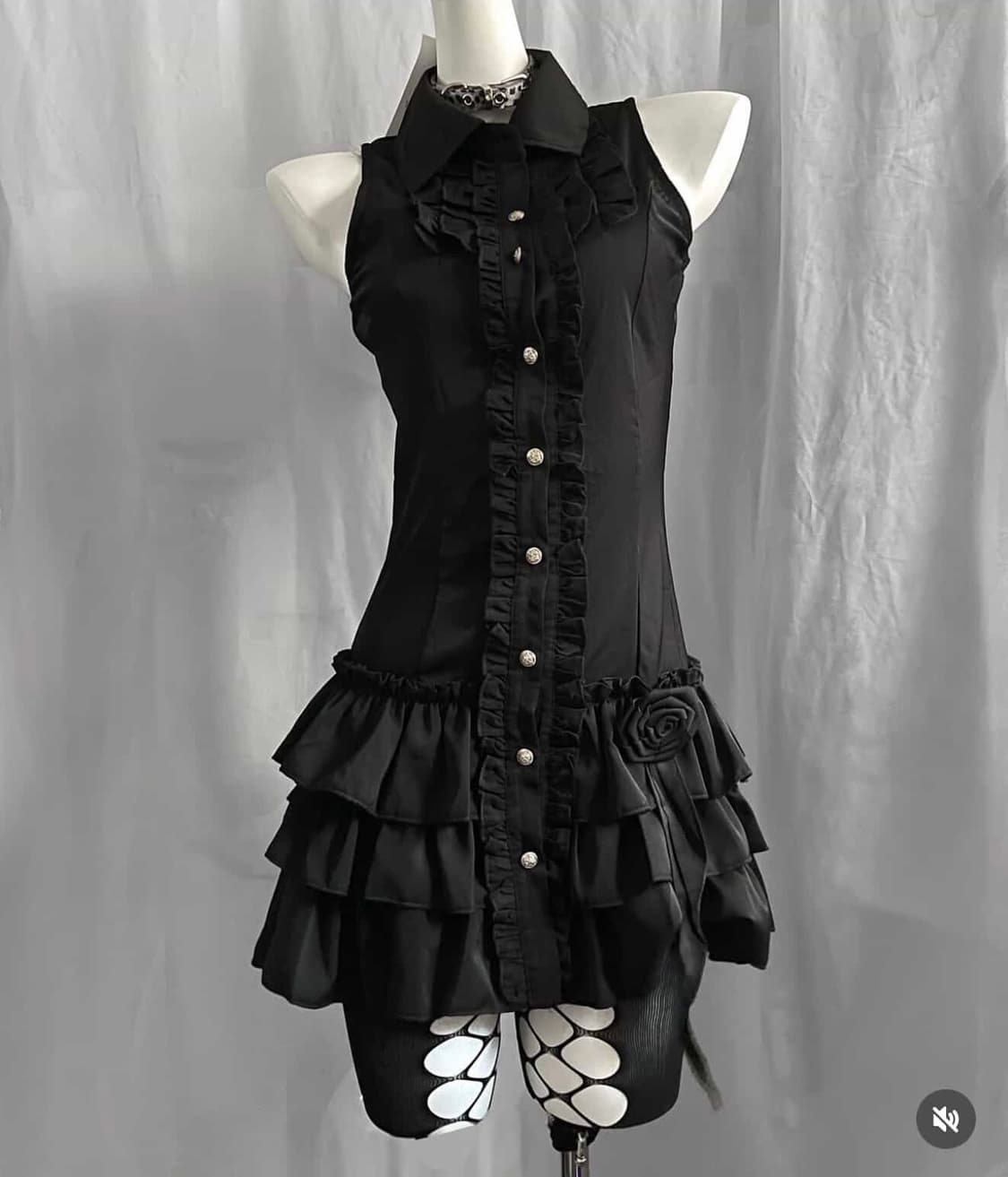 Japanese VTG BLack frill dress 상품이미지1