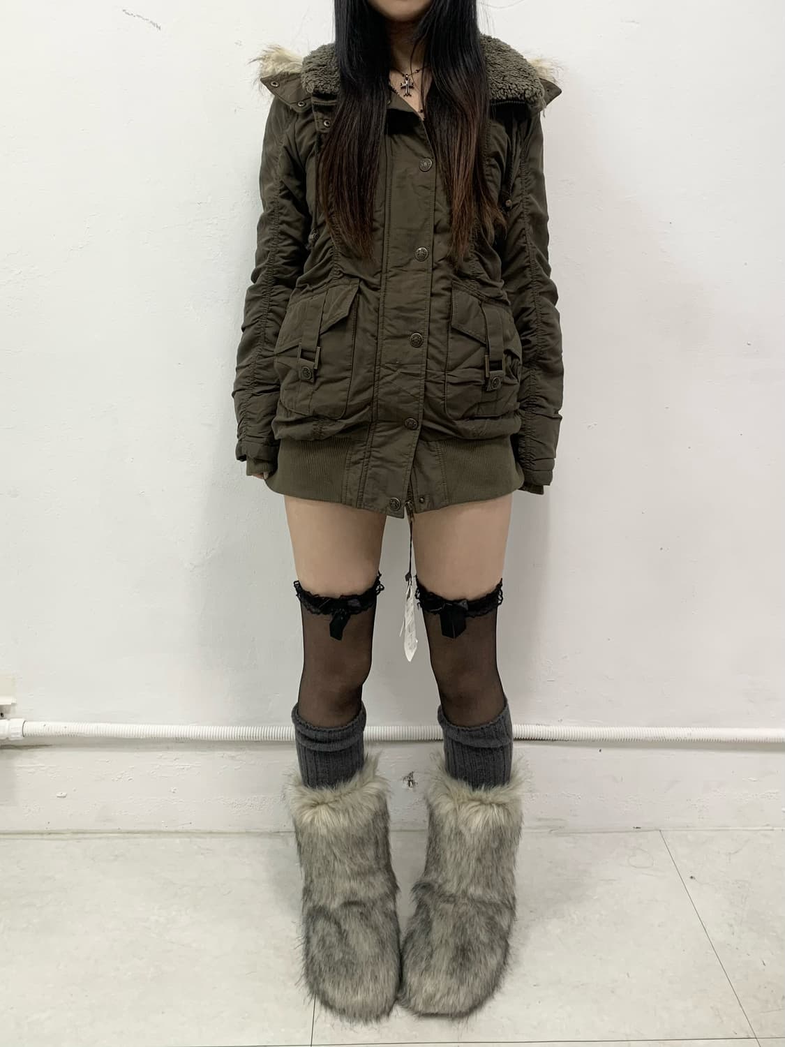 [GRAFFI] y2k 갸루 브라운카키 야상 자켓 상품이미지3