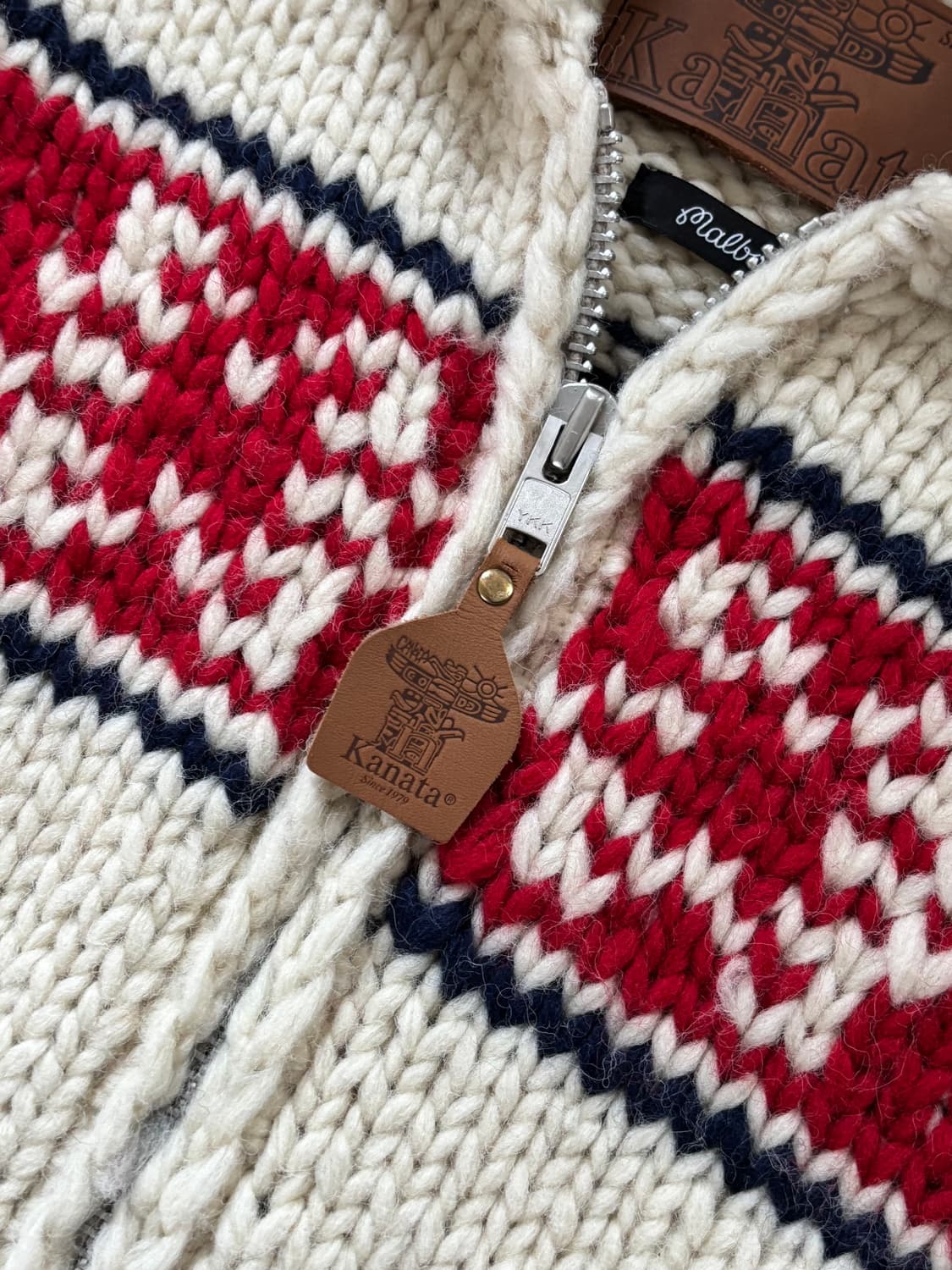 Kanata 카나타 x 말본 아이보리 노르딕패턴 울 카라 집업 상품이미지8