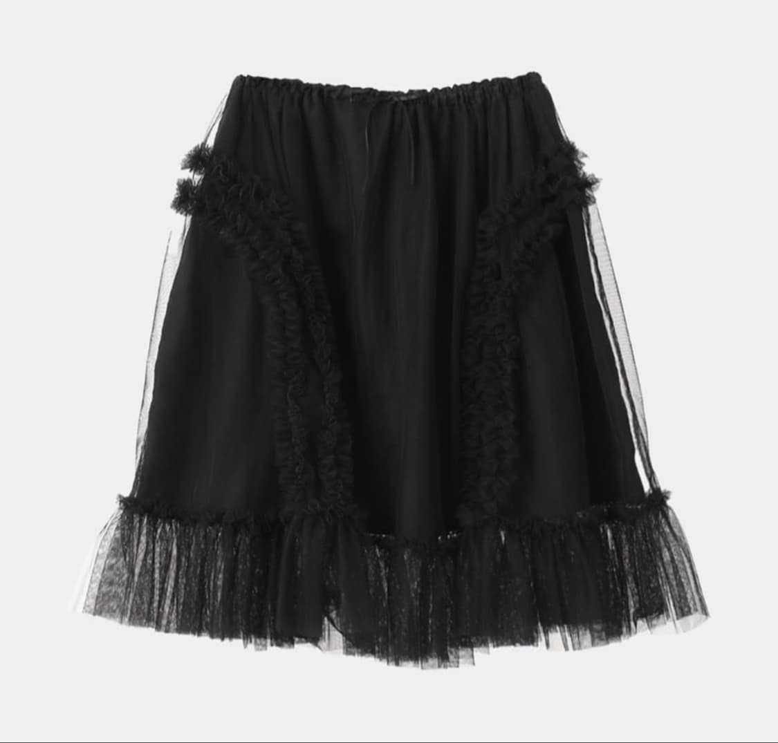 생긴스튜디오 러플 샤 스커트 블랙 상품이미지1