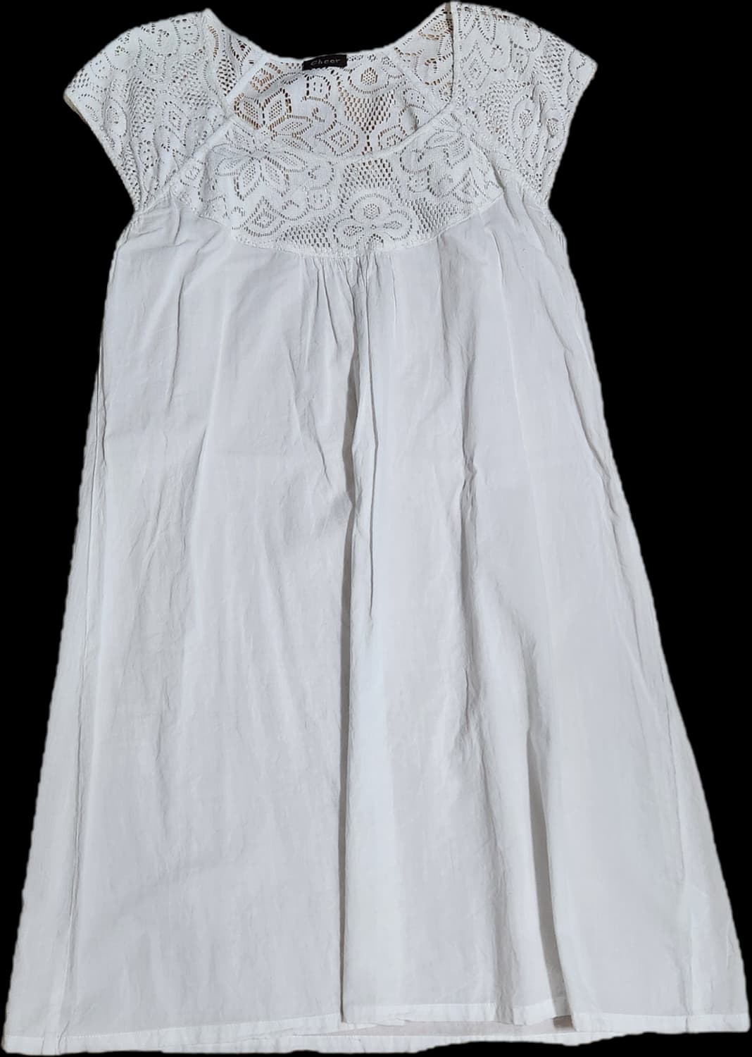 일본 빈티지 모리 화이트 크로쉐 레이어드 반소매 원피스 상품이미지1