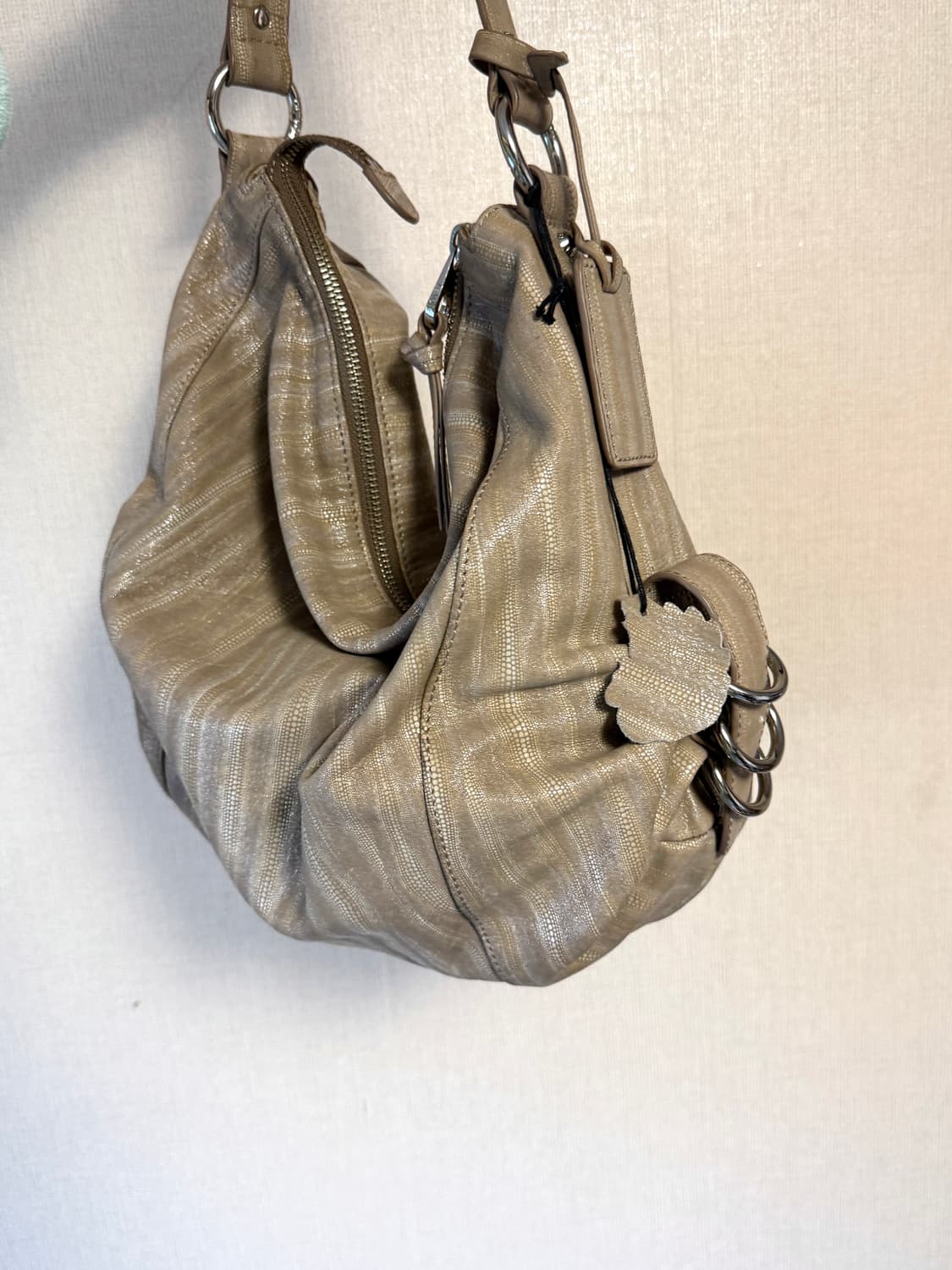 베이지 레더 숄더백 빈티지 상품이미지4