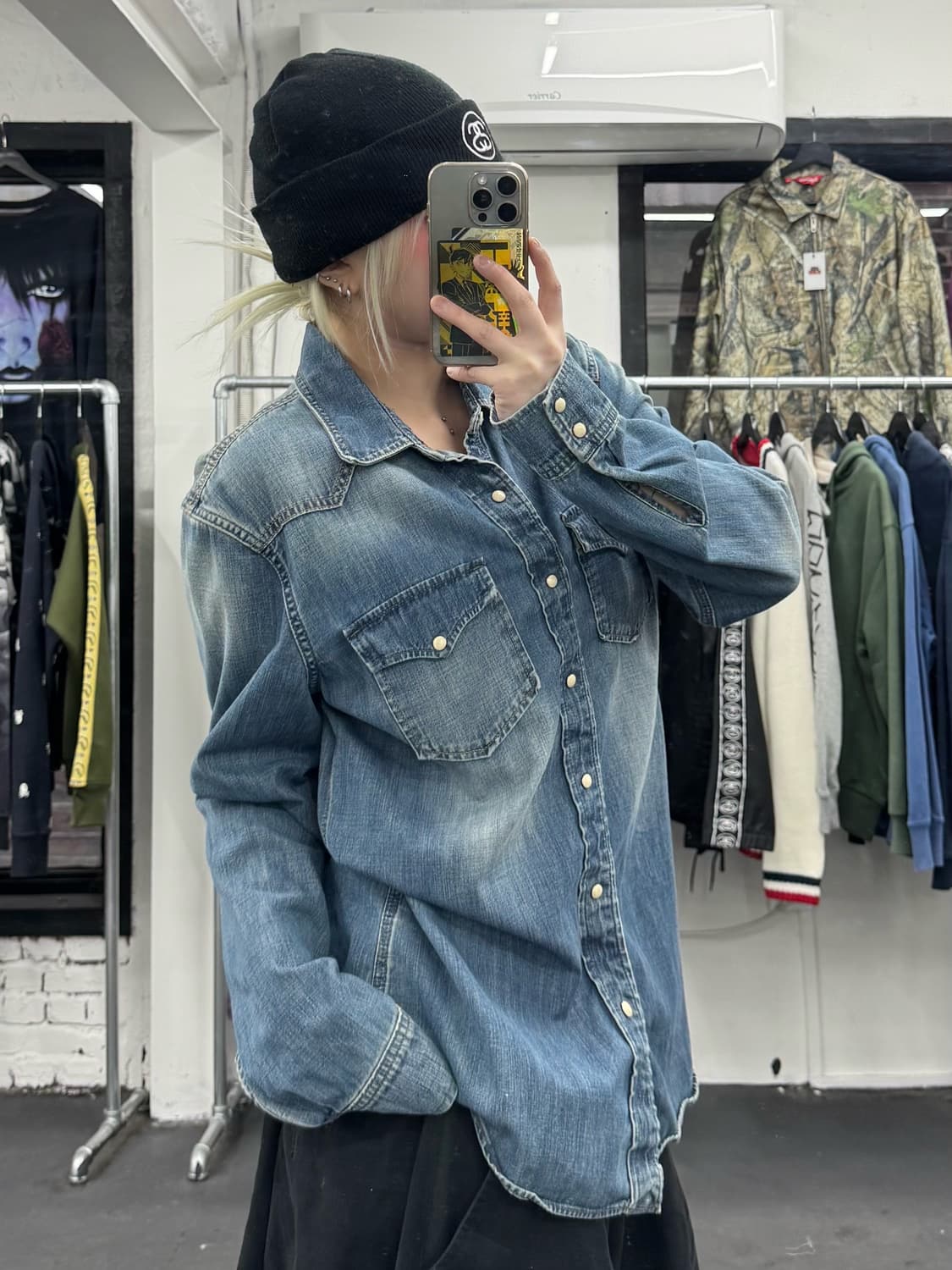 VTG 버튼 데님 셔츠 상품이미지1