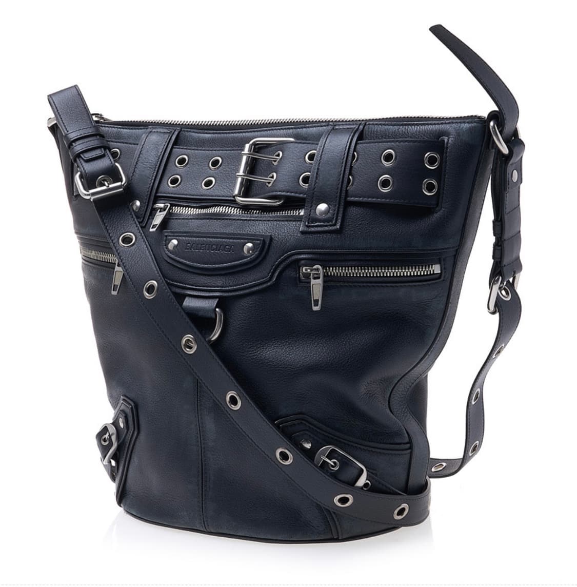 발렌시아가 워시드 카프스킨 Emo 버킷백 블랙 상품이미지2