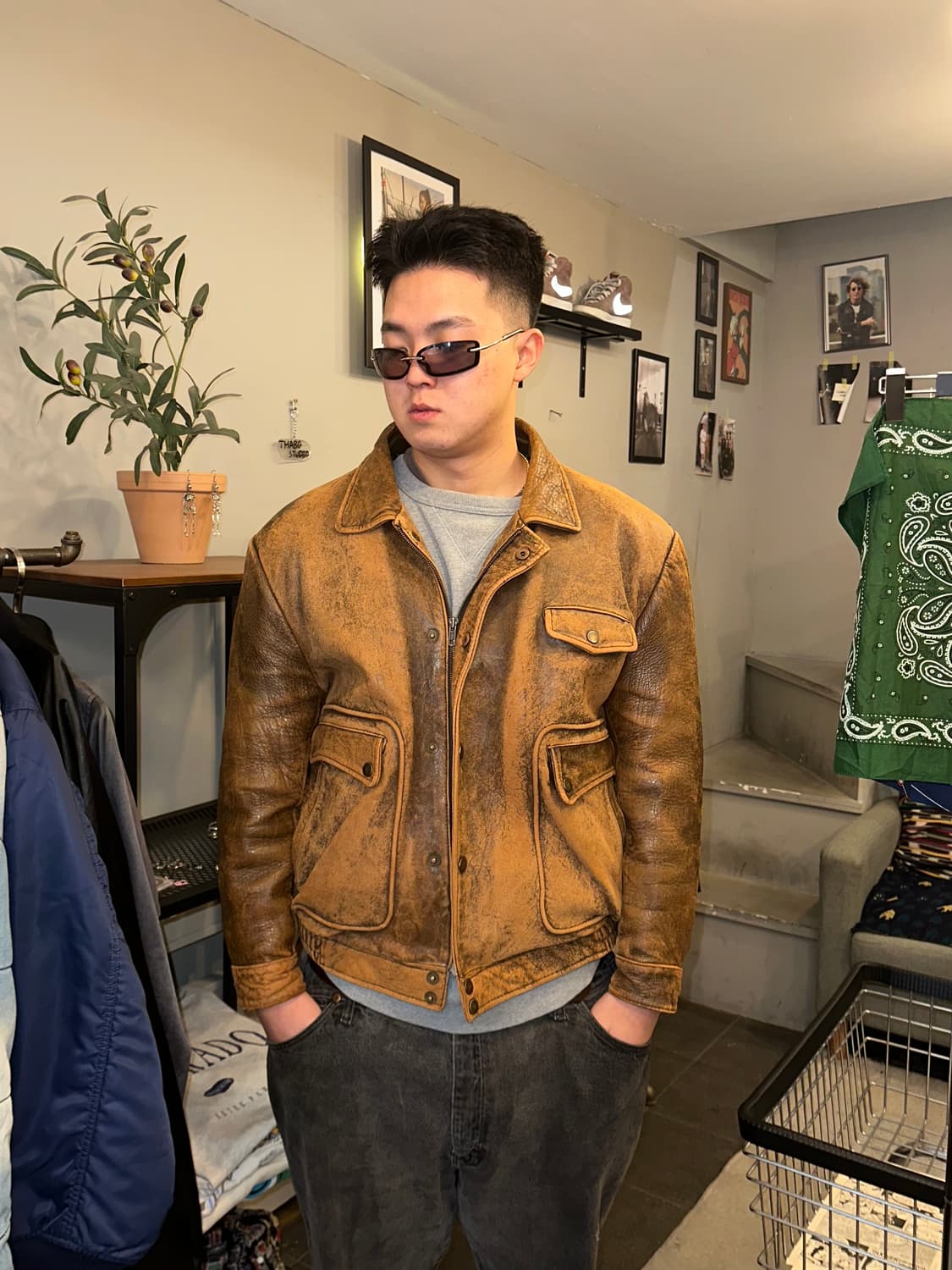 Old Houston lambskin aged flight bomber 상품이미지1