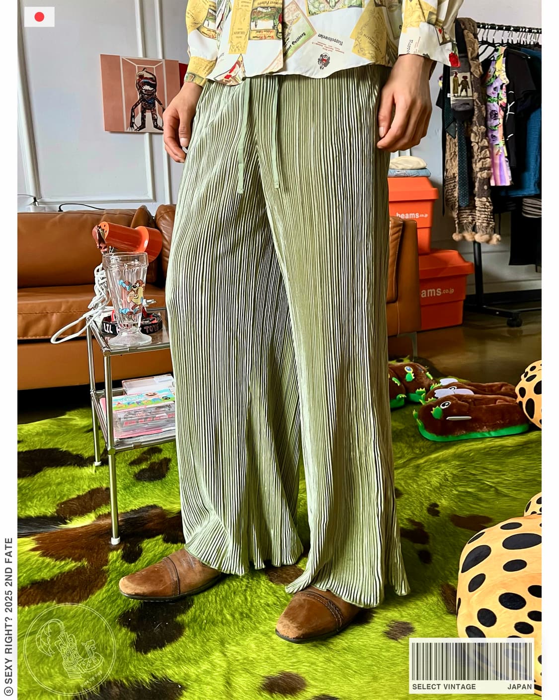 JPN Vintage Wide Boots-Cut Pleats Pants 상품이미지1