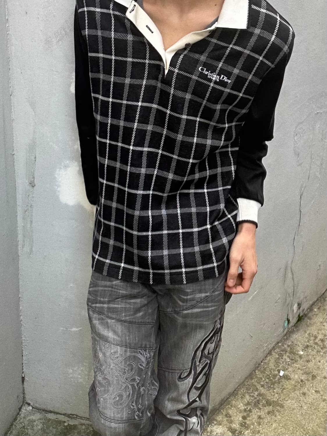 1990s 디올 스포츠 체크 카라 긴팔 롱슬리브 상품이미지3
