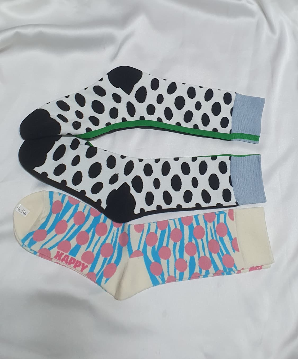 블랙 화이트 크림베이지 버섯 도트 줄말 해피삭스 양말  상품이미지4