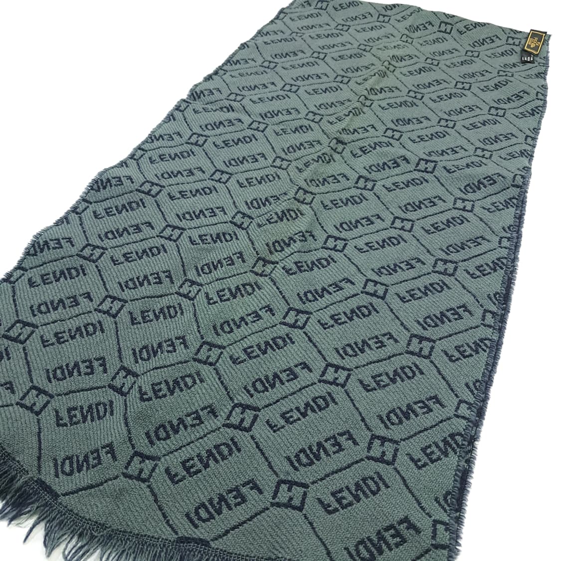 MX198 펜디 FF 모노그램 세이지그린 네이비 울 양면 목도리 머플러 상품이미지2