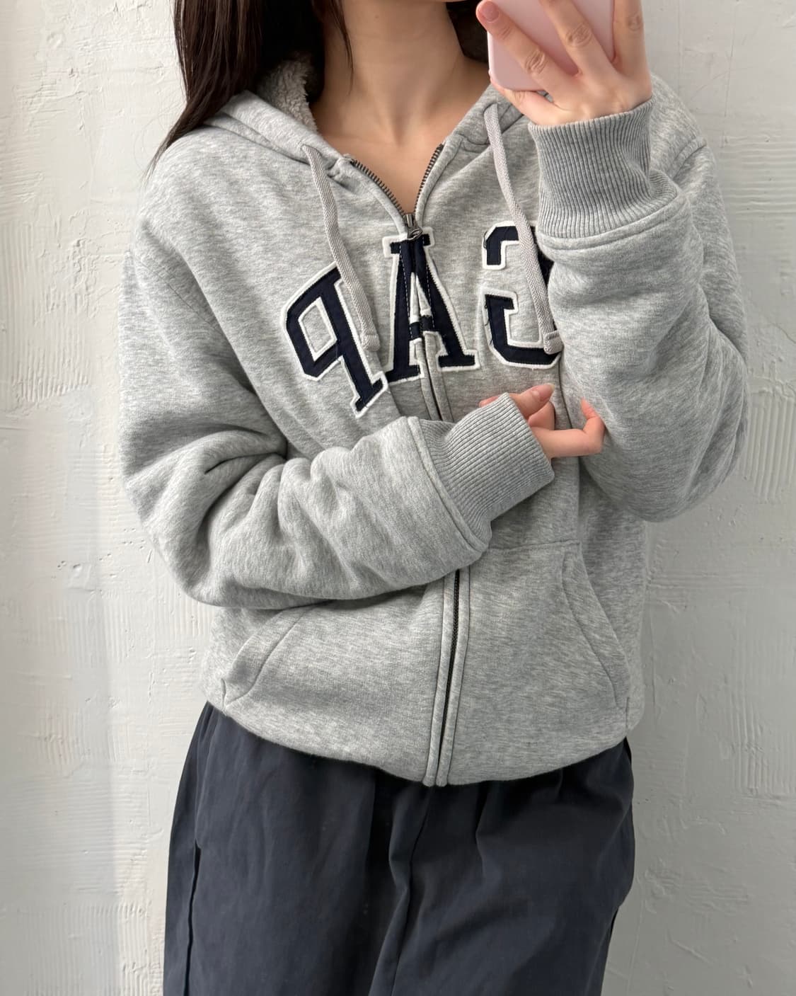 Gap 갭 로고 그레이컬러 울프죠 후드집업 상품이미지7