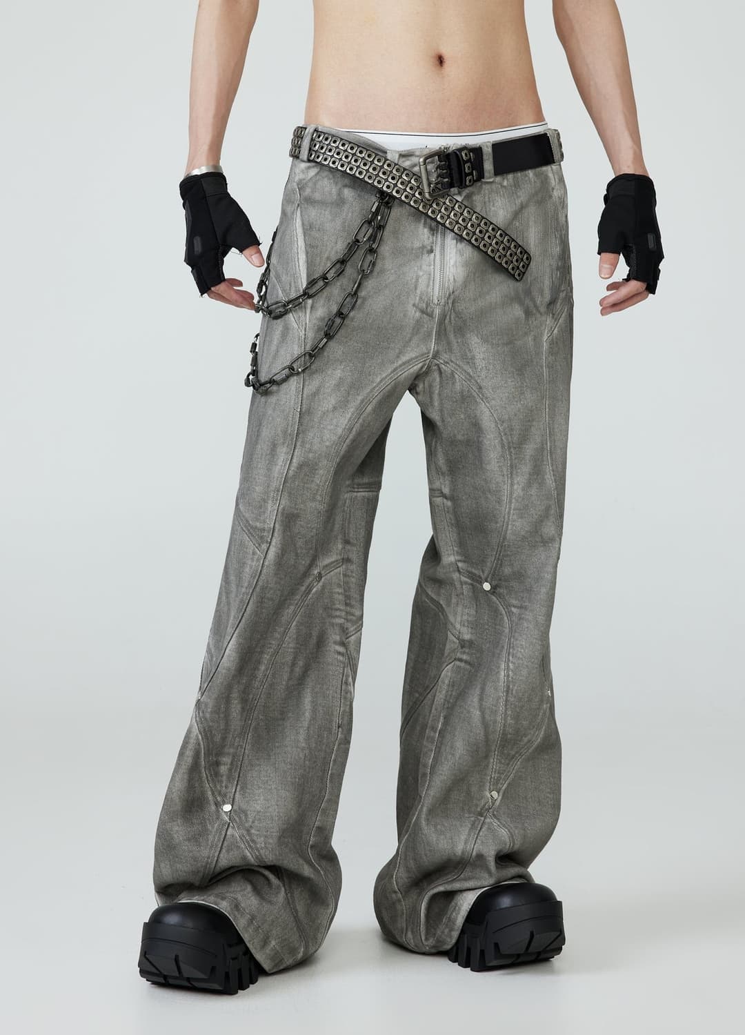 FRKM SCD 디스트로이드 워싱 플레어 팬츠 L  상품이미지3