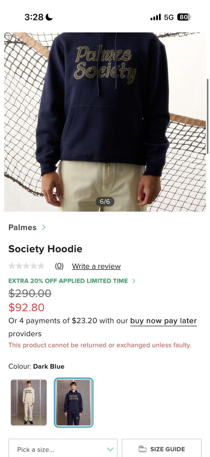 팜즈 소사이어티 Palmes Society 네이비 후드티 상품이미지6