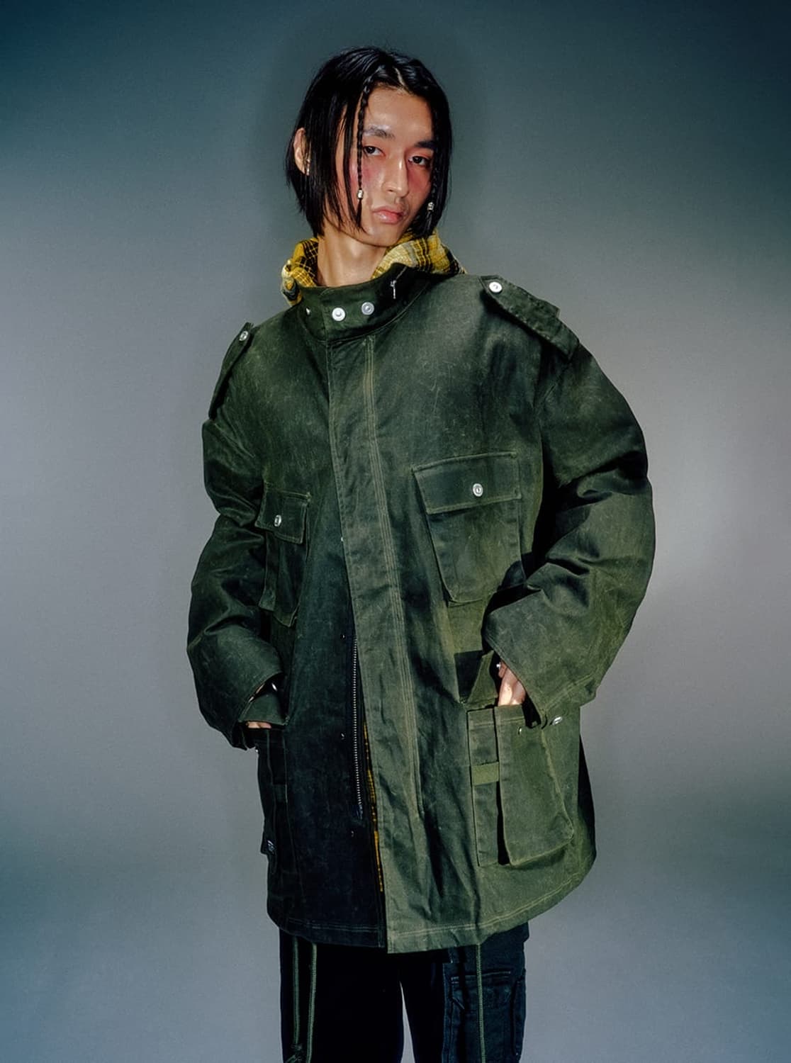 베이컨트아카이브 왁스드 필드 자켓 카키 M 상품이미지2