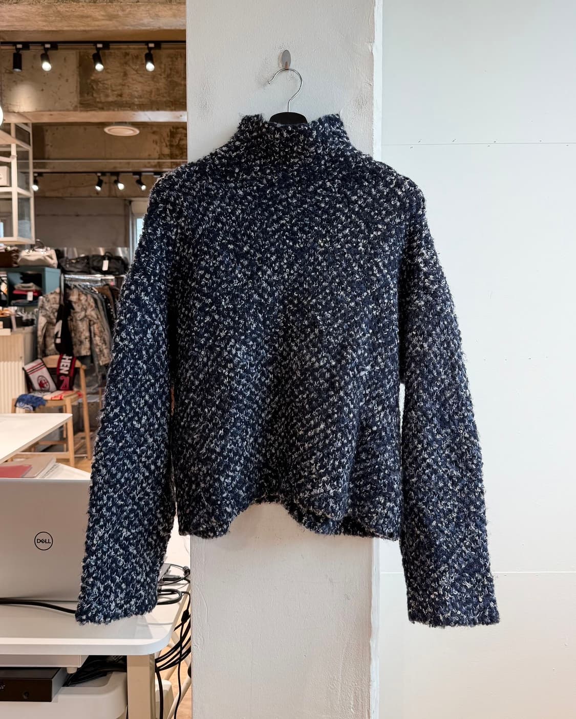 3.1 필립림 네이비 부클레 자카드 모크넥 니트 상품이미지7