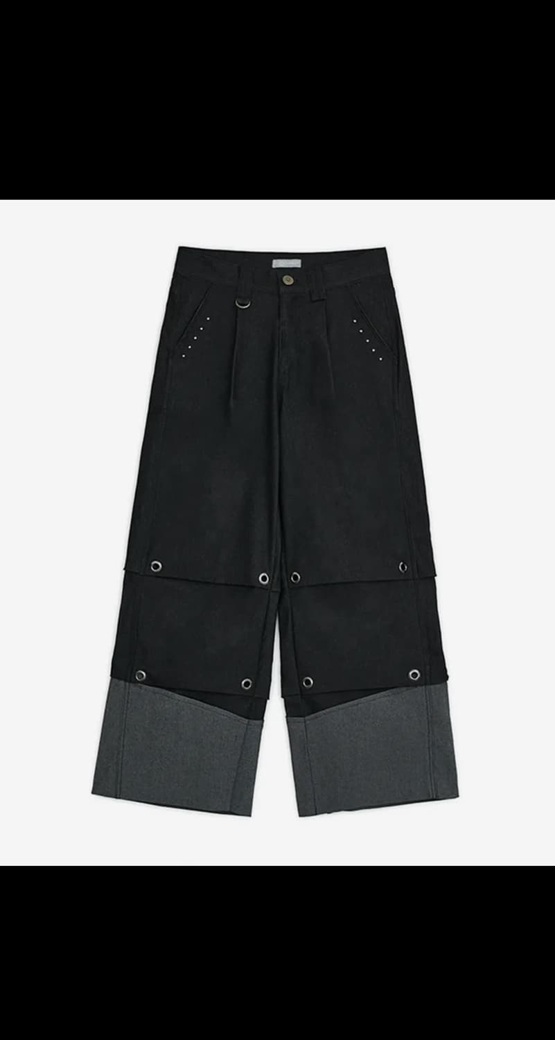 허그유어스킨 턱 데님 팬츠 블랙 상품이미지1