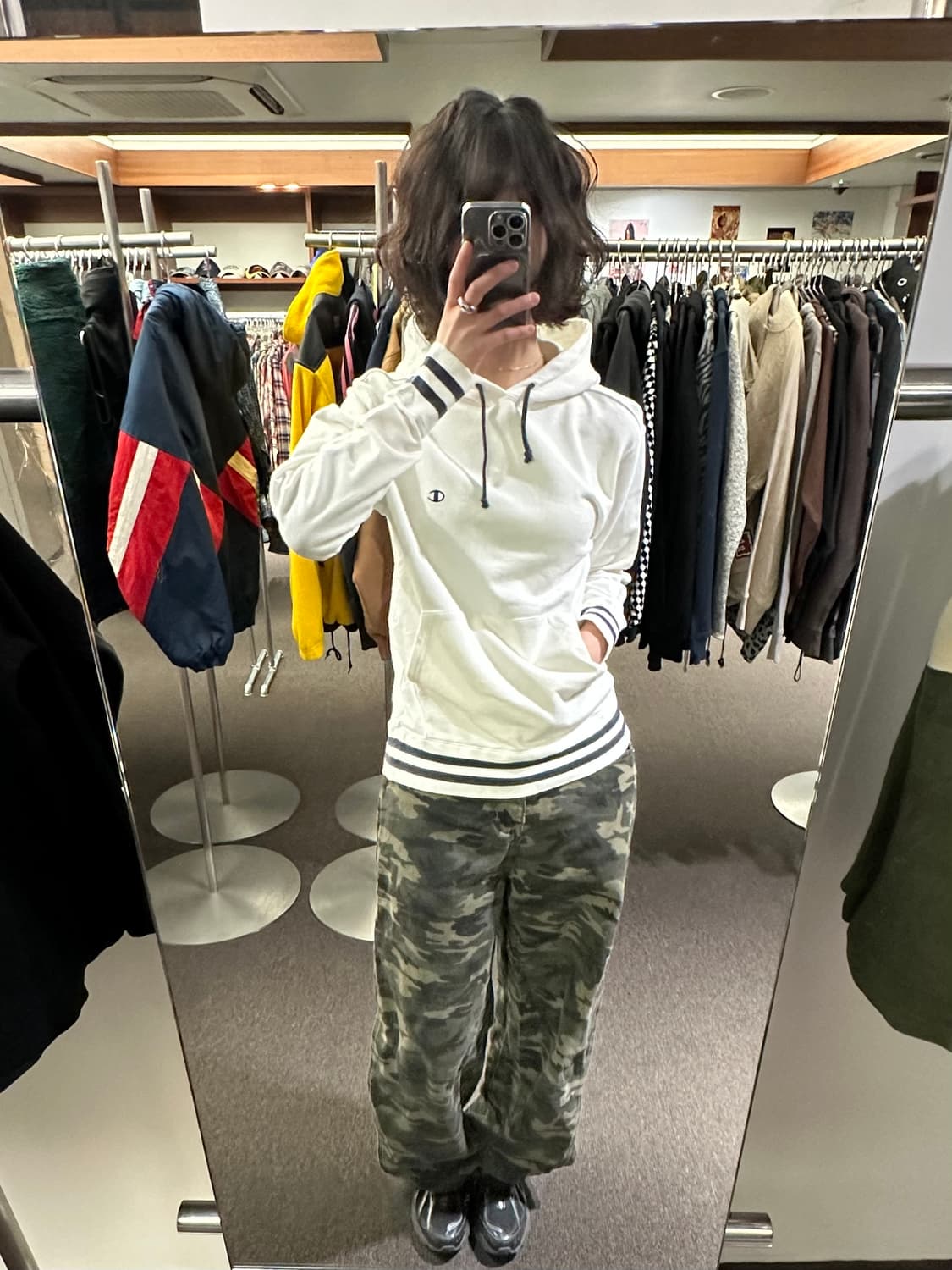 M)Champion 빈티지 클래식 화이트 후디 상품이미지2