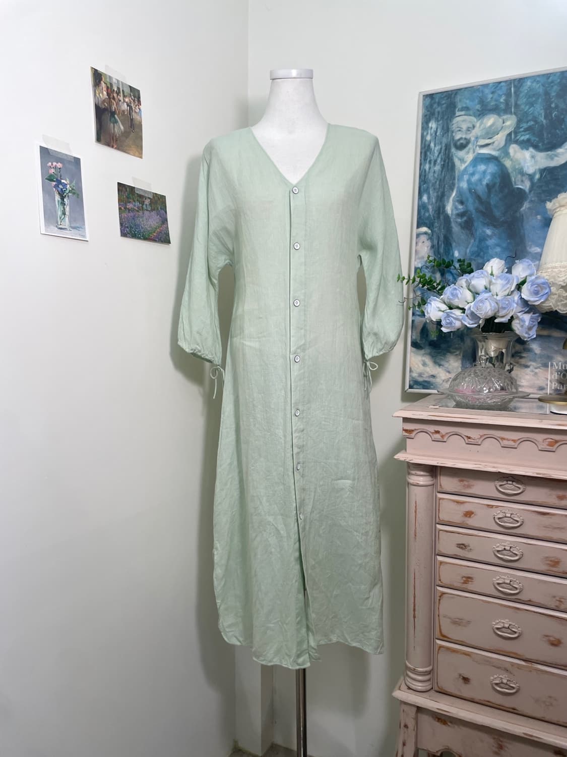 mint melange v-neck 100%linen summer opc 상품이미지1