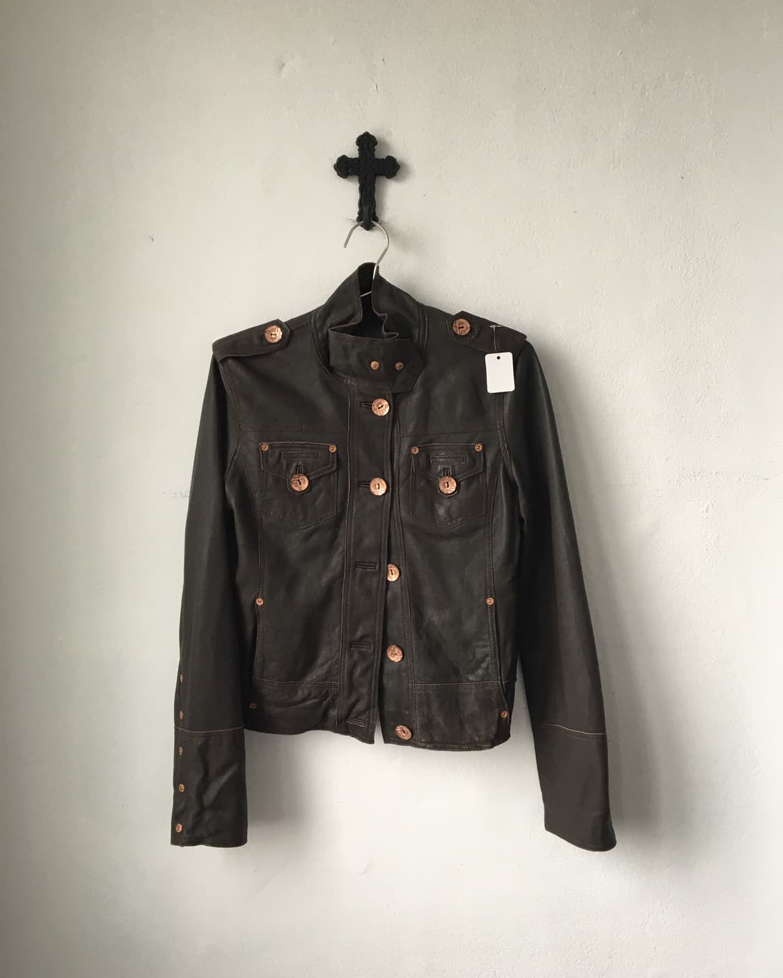 High neck button point lamb leather jack 상품이미지1