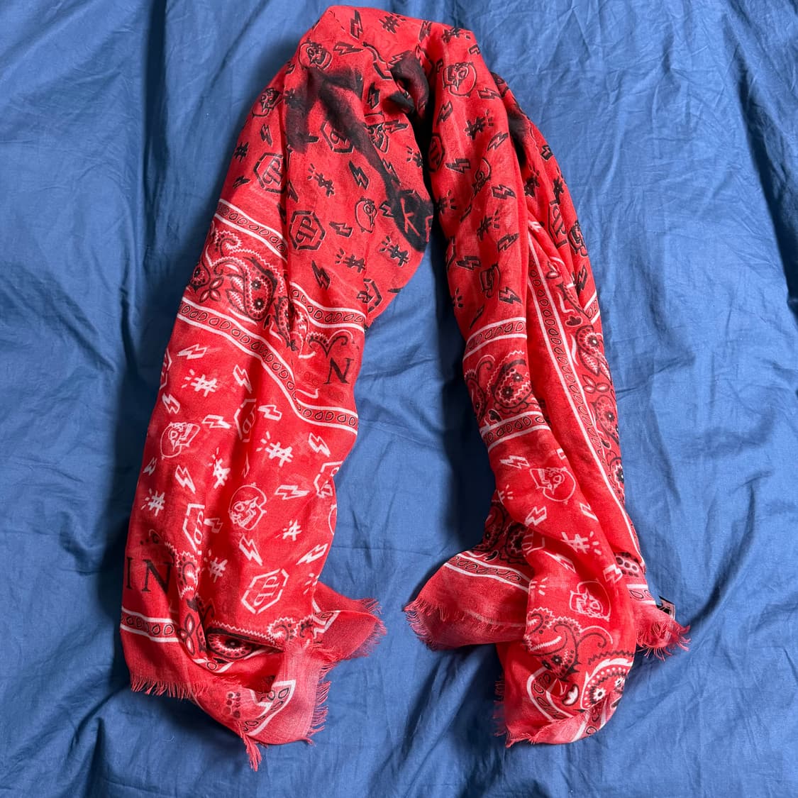 (OS) 필립플레인 모달 실크 달러 머플러 레드  상품이미지3