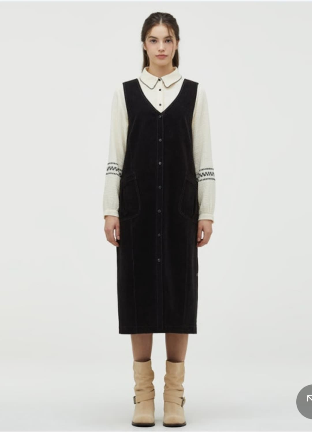 써스데이아일랜드 브이넥 뷔스티에 롱원피스 상품이미지1