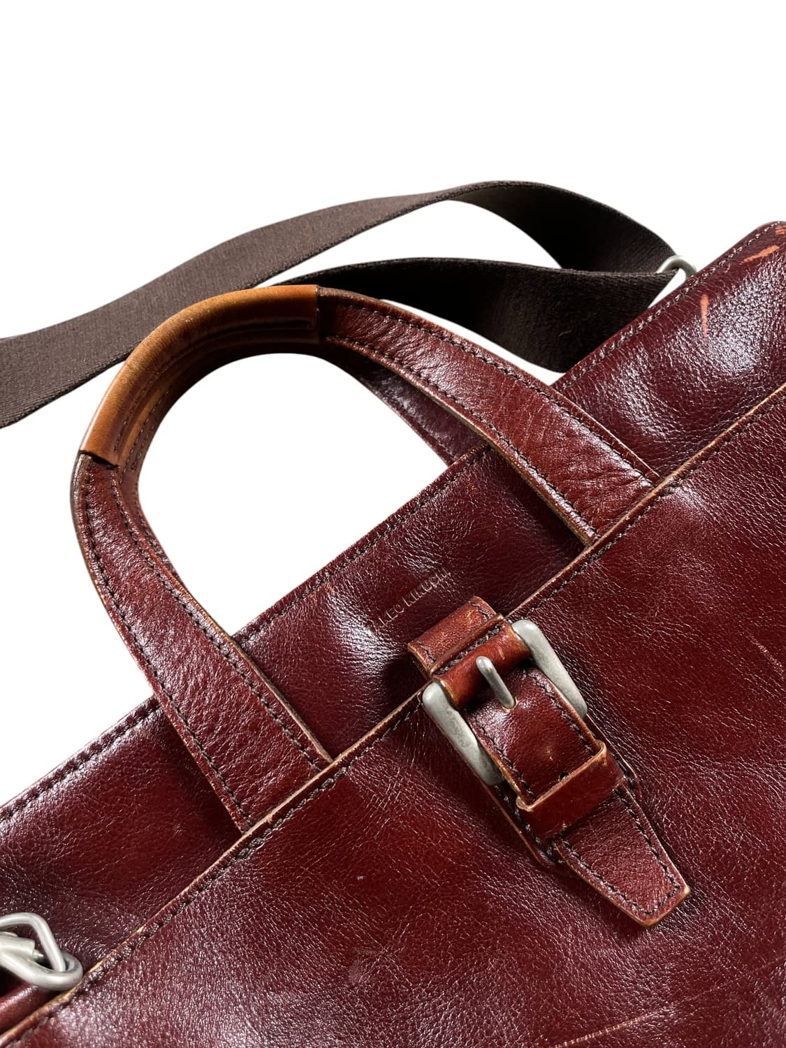 Takeo Kikuchi 리얼 레더 레드브라운 크로스 백  상품이미지2