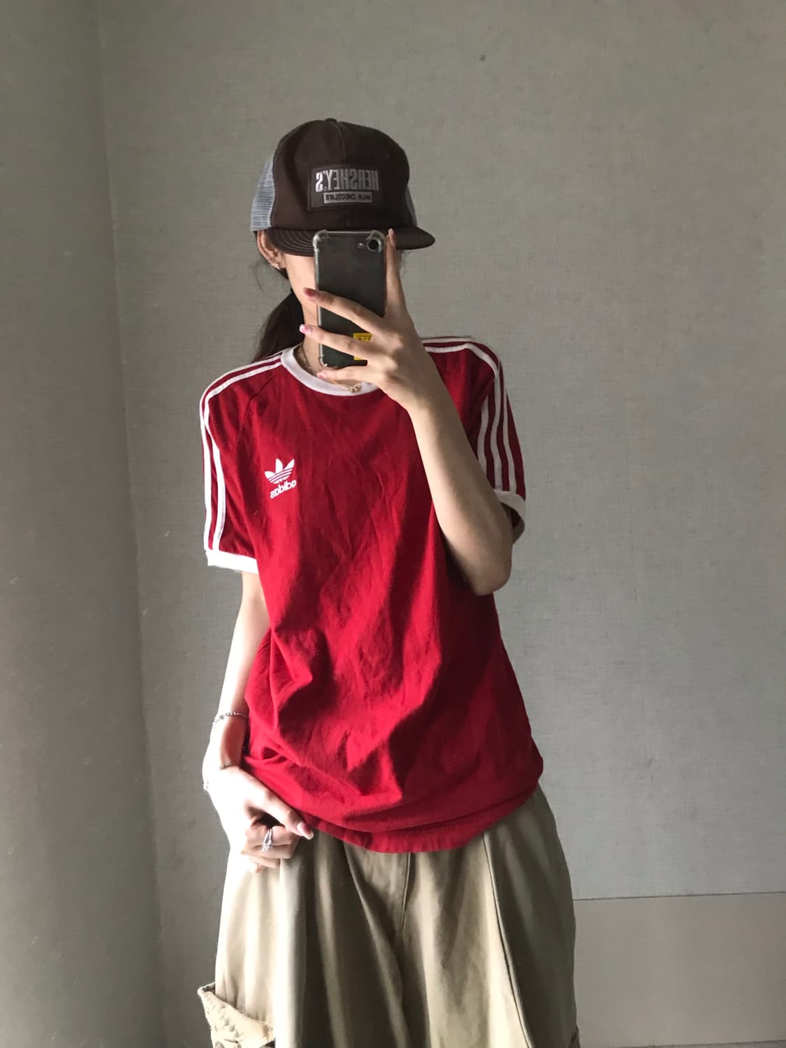 아디다스 레드 링거반팔티셔츠 상품이미지1