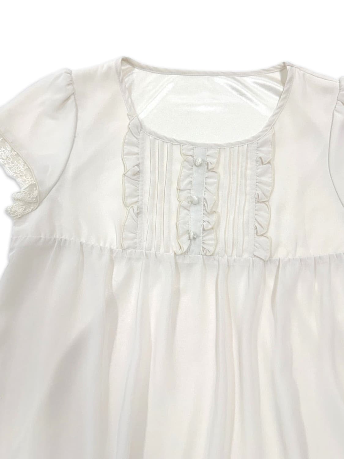 빈티지 화이트 레이스 프릴 모리 블라우스 상품이미지3