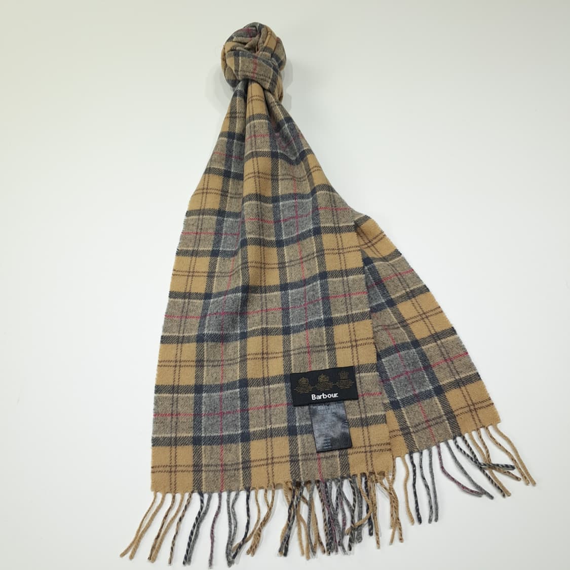 MX339 바버 베이지 클래식 타탄체크 램스울 목도리 머플러 상품이미지2