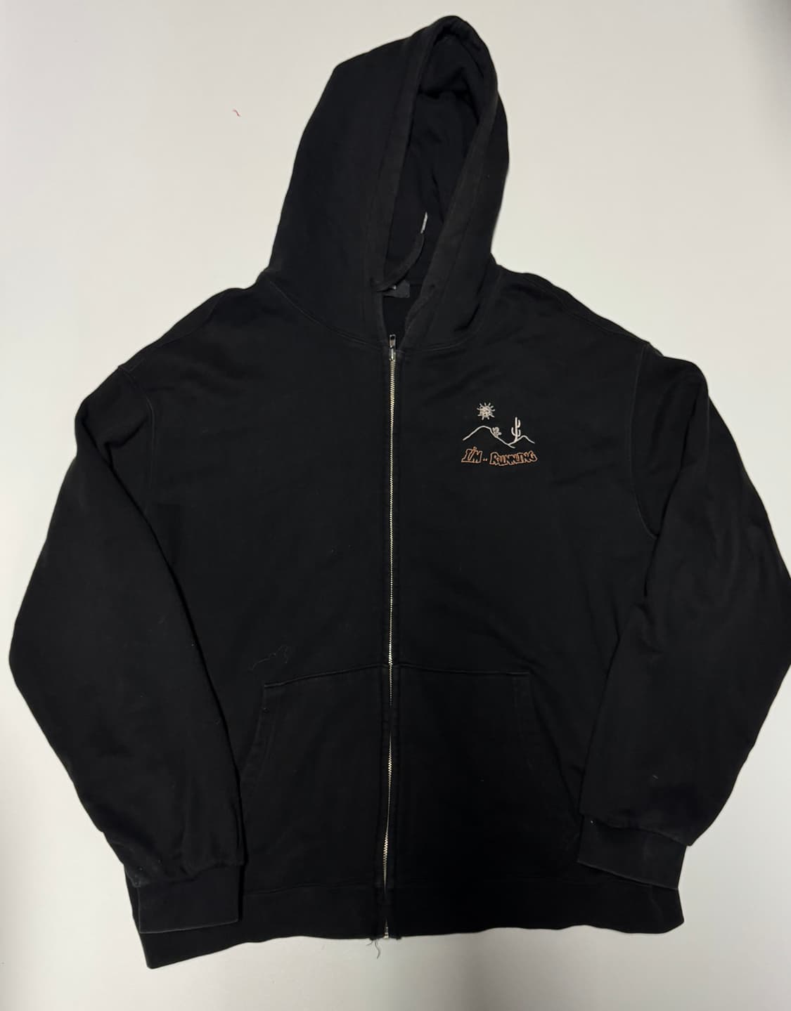 꼼파뇨 뒷 프린팅 빅 사이즈 후드집업 XL ~ 2XL 블랙 상품이미지2