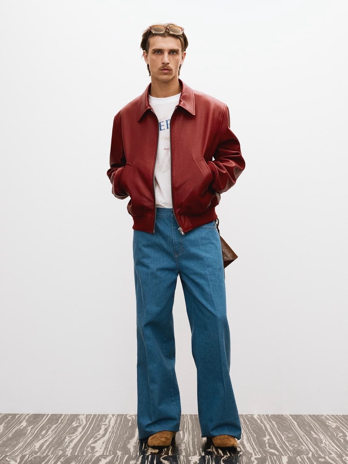 [M] 렉토 시그니처 벤 21 레더 가죽 블루종 점퍼 자켓 빈티지 레드 상품이미지5