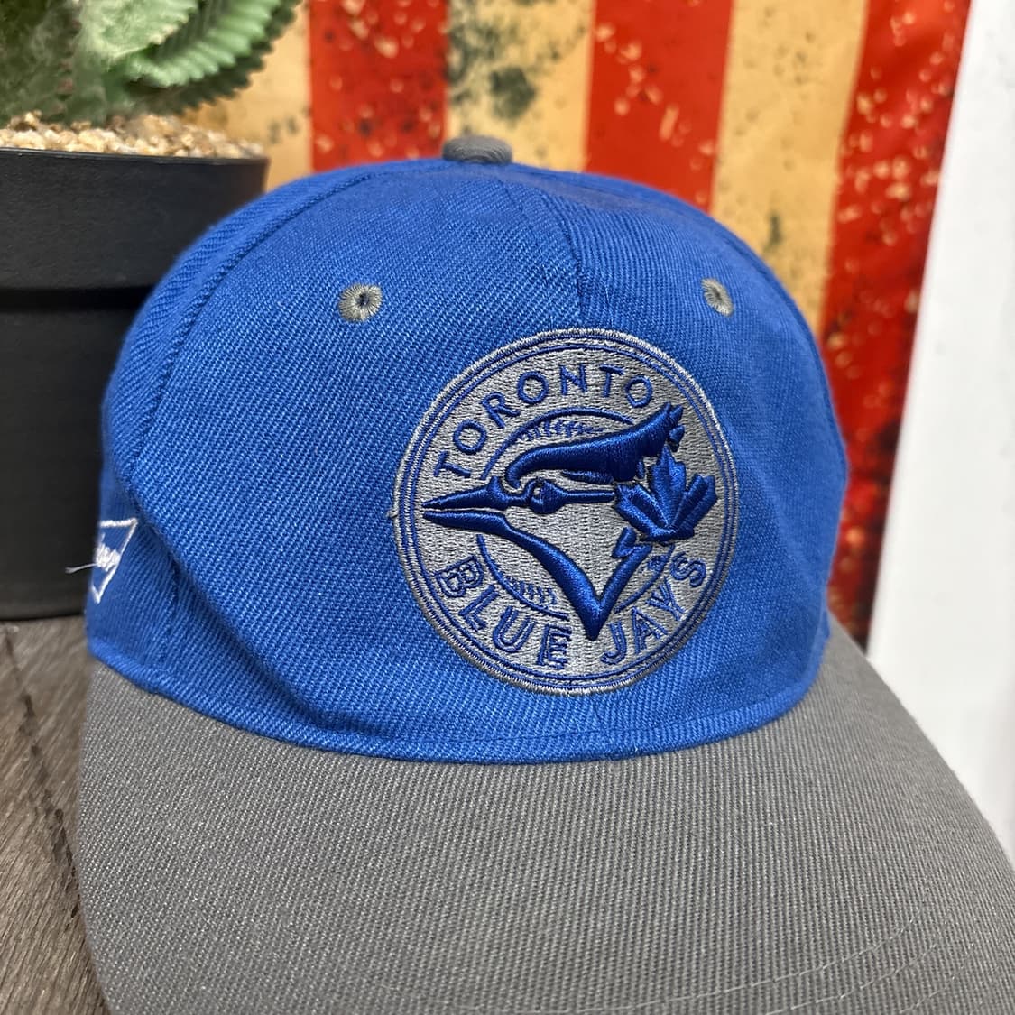 90s MLB 제뉴인 머천 토론토 블루제이스 투톤 베이스볼 캡 N1358 상품이미지3